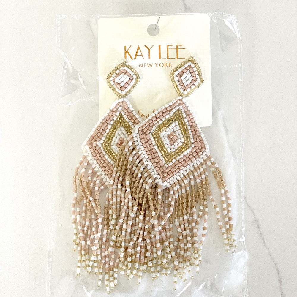 💝 FINAL SALE KAYLEE Handmade Beaded Tassel Earrings- Boho Drop Fringe Ea… - Picture 9 of 10